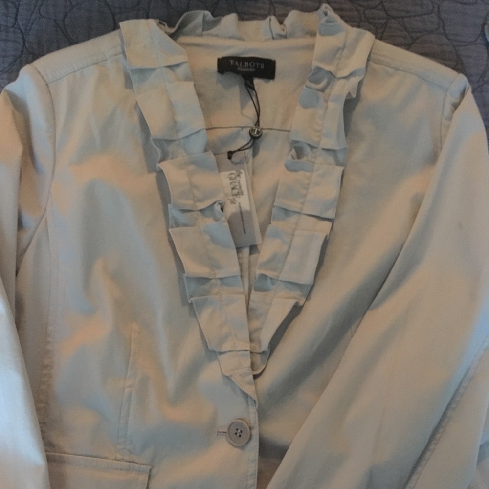 Talbots Long Sleeve Jacket w/ Ruffle Neckline